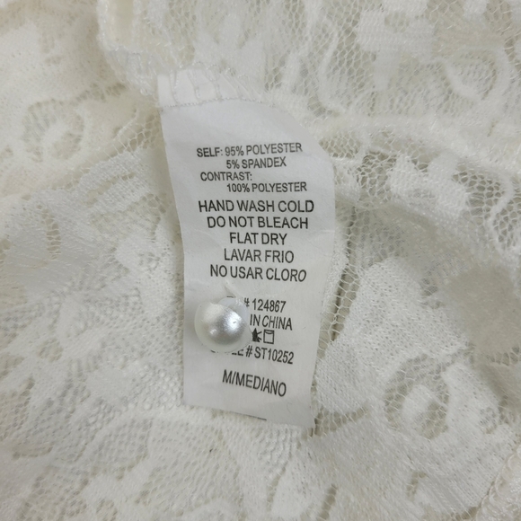 Scobe white deep v neck short sleeve top white lace peplum fairy coquette girl M - Picture 10 of 13